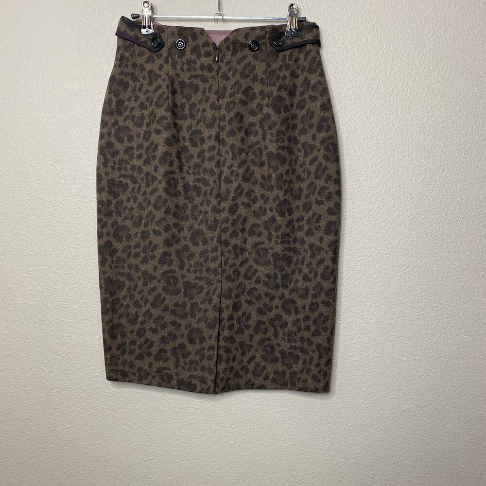 Rebecca Taylor Skirt Women's Size 4 Leopard Print Back Slit Pencil‎ Skirt